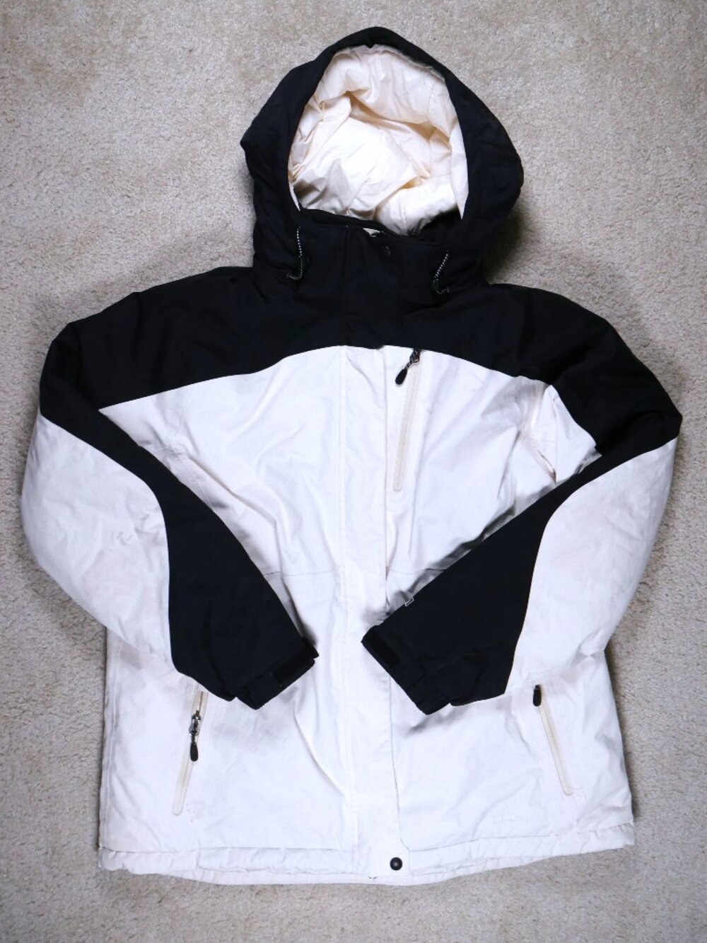 L.L.Bean Rugged Ridge Full Zip Up Hooded Parka Jacket Women’s XL White/Black